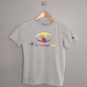 Champion, Heather gray, sz M, graphic tshirt